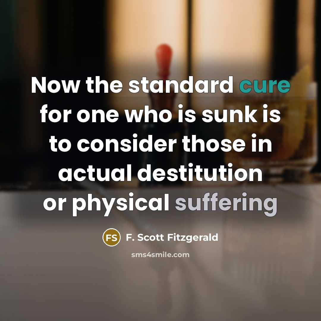 “Now the standard cure for one who is sunk is…” quote by F. Scott Fitzgerald