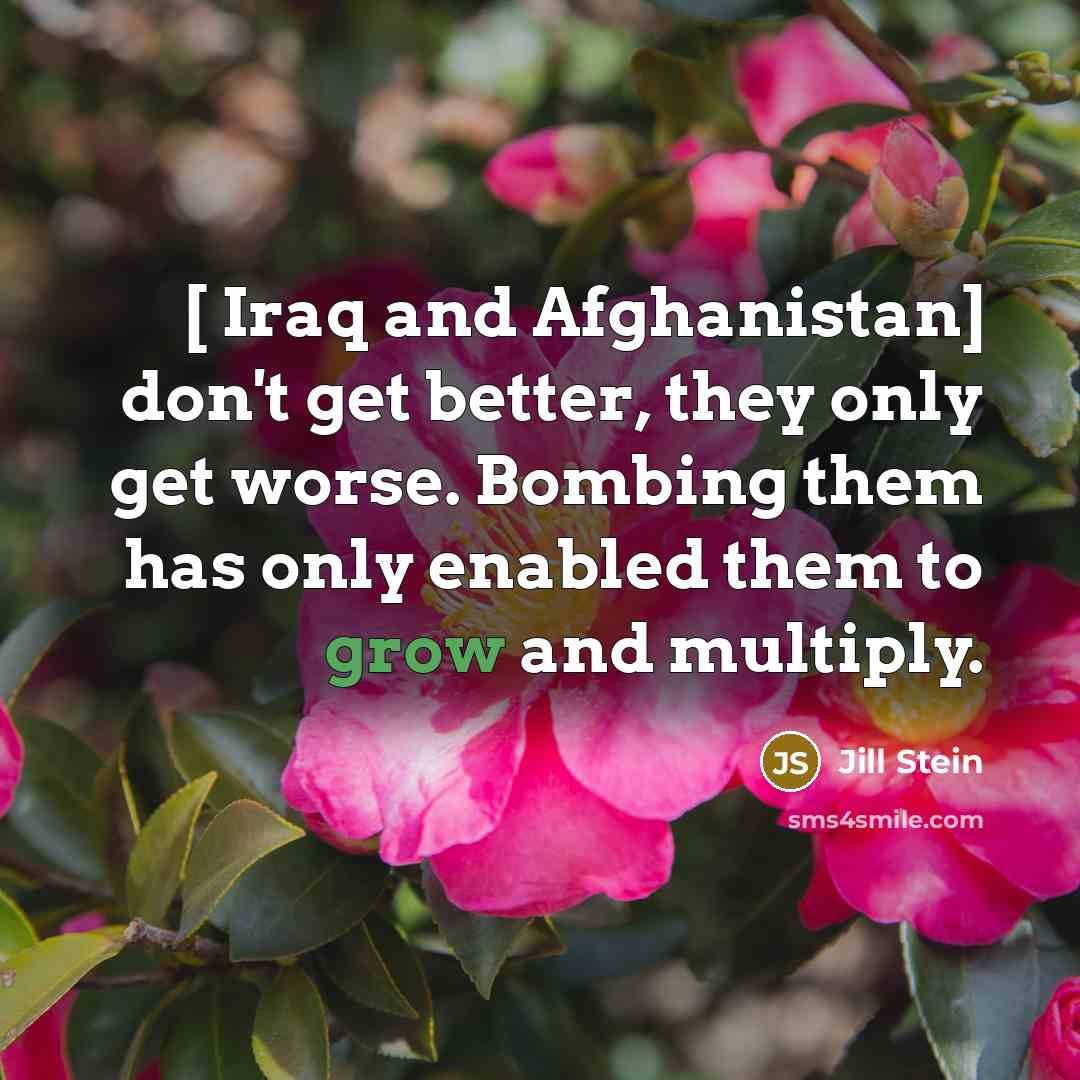 “[ Iraq and Afghanistan] don't get better, they only get…” quote by Jill Stein