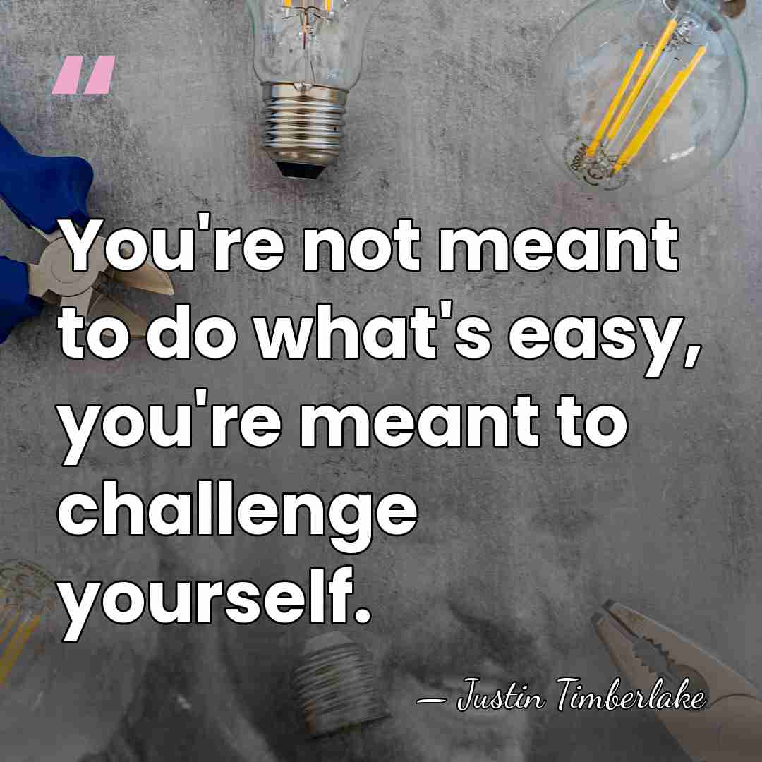 You're not meant to do what's easy, you're meant to challenge yourself. - Justin Timberlake