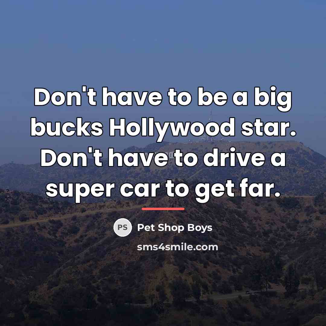 “Don't have to be a big bucks Hollywood star. Don't…” quote by Pet Shop Boys