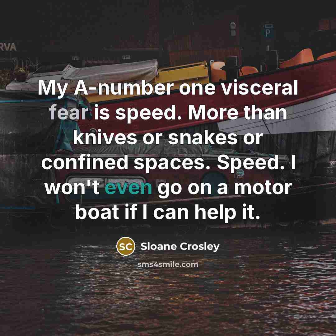 “My A-number one visceral fear is speed. More than knives…” quote by Sloane Crosley