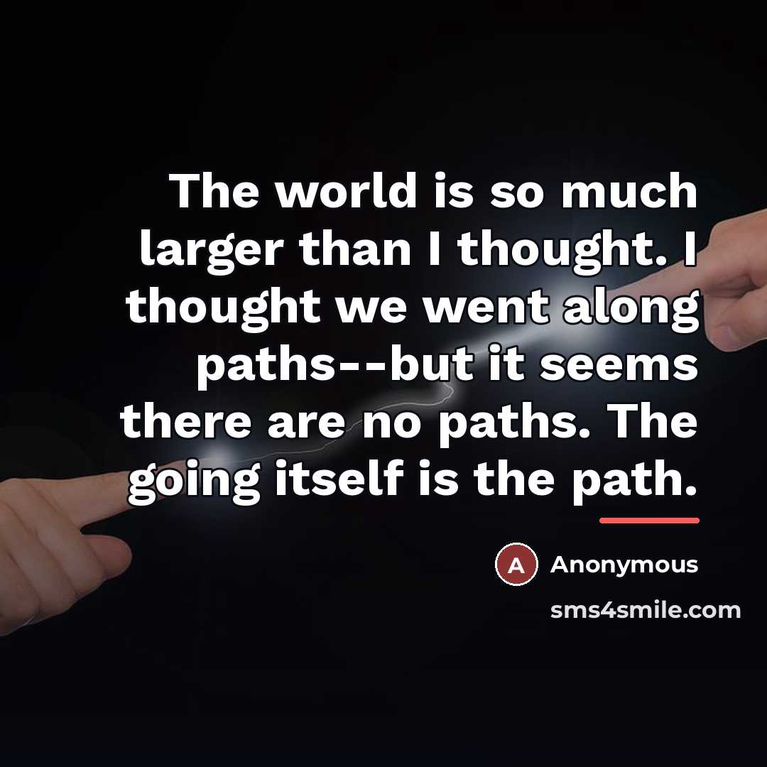 “The world is so much larger than I thought. I…” quote by Anonymous