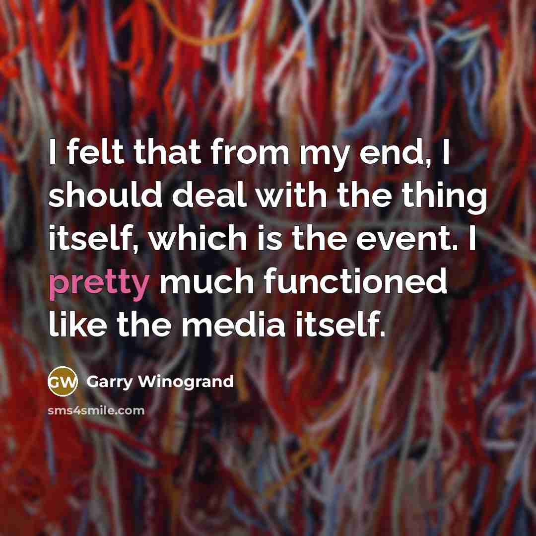 “I felt that from my end, I should deal with…” quote by Garry Winogrand