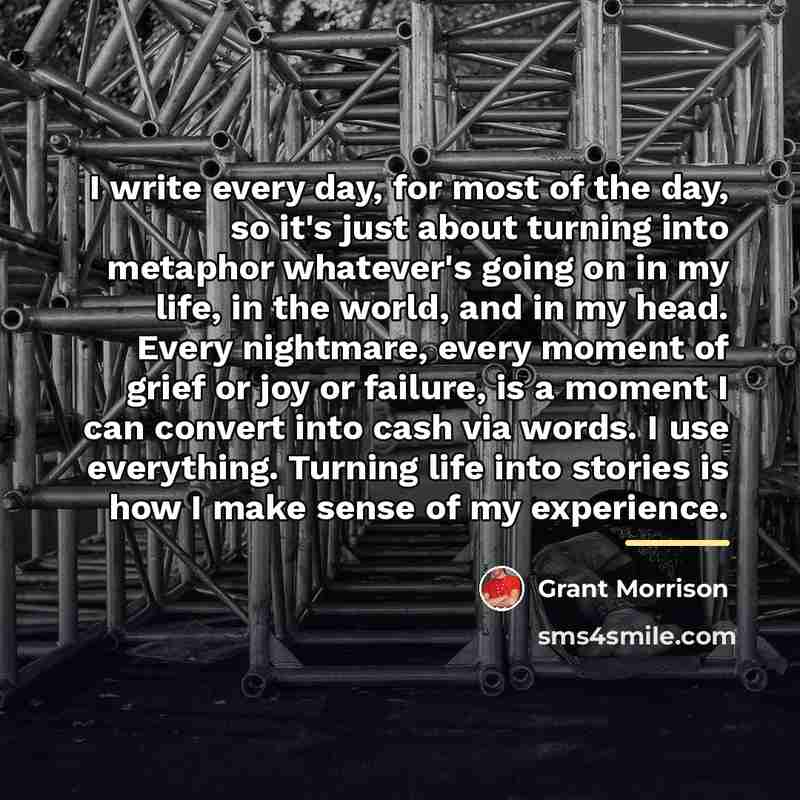 “I write every day, for most of the day, so…” quote by Grant Morrison