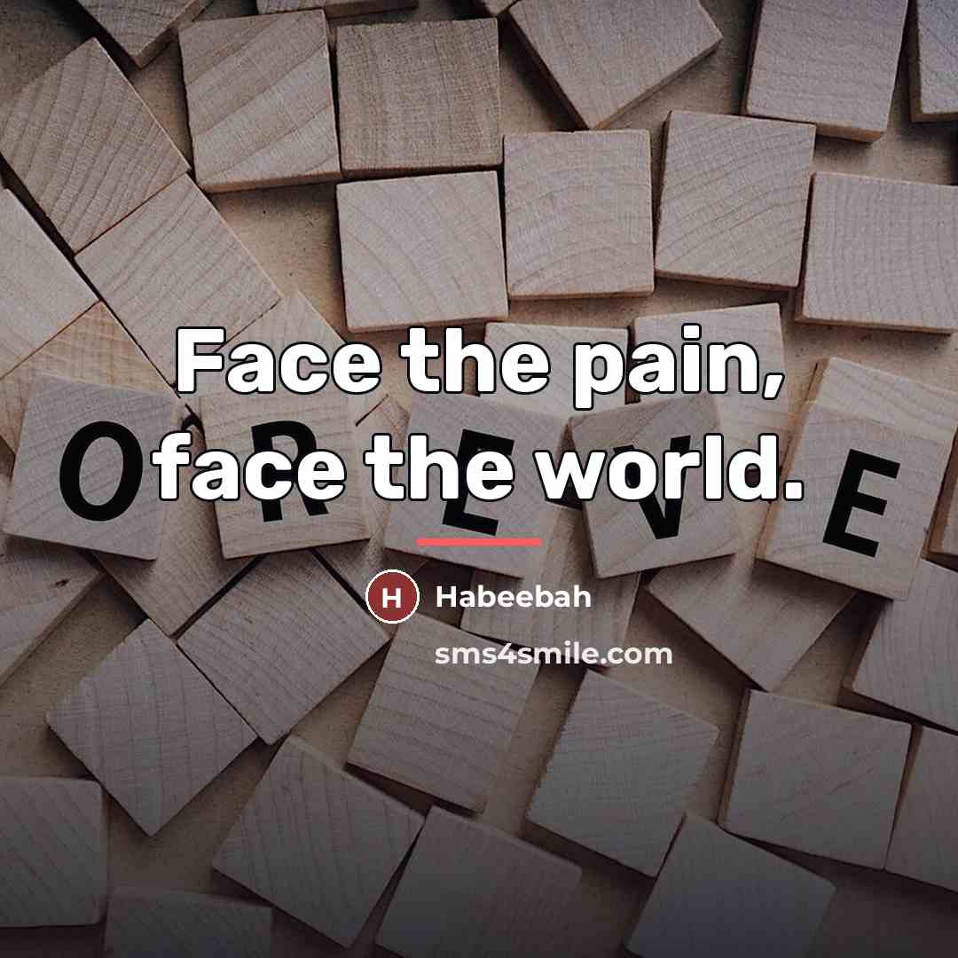 “Face the pain, face the world.…” quote by Habeebah