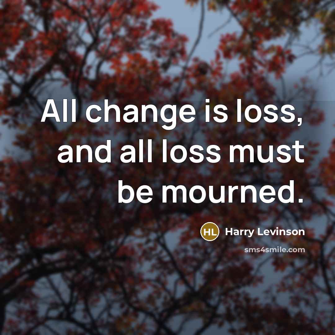“All change is loss, and all loss must be mourned.…” quote by Harry Levinson