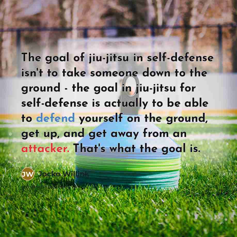 “The goal of jiu-jitsu in self-defense isn't to take someone…” quote by Jocko Willink