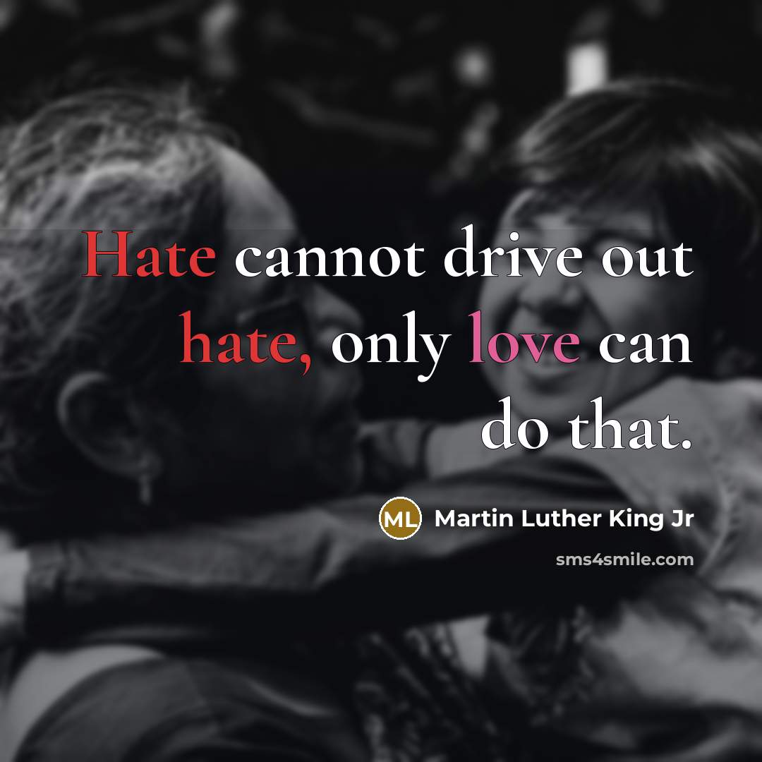 “Hate cannot drive out hate, only love can do that.” quote by Martin Luther King Jr