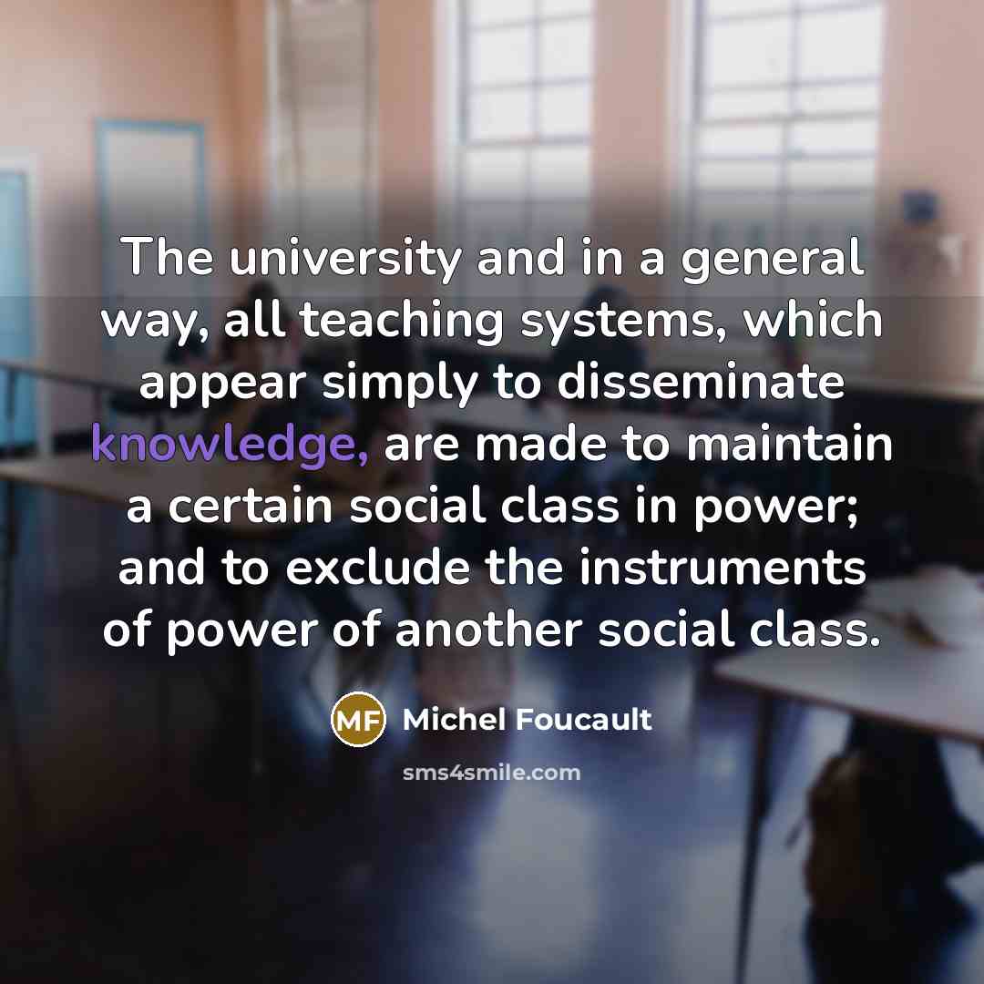 “The university and in a general way, all teaching systems,…” quote by Michel Foucault