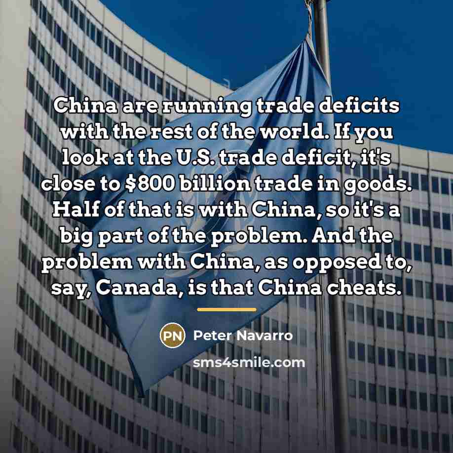 “China are running trade deficits with the rest of the…” quote by Peter Navarro