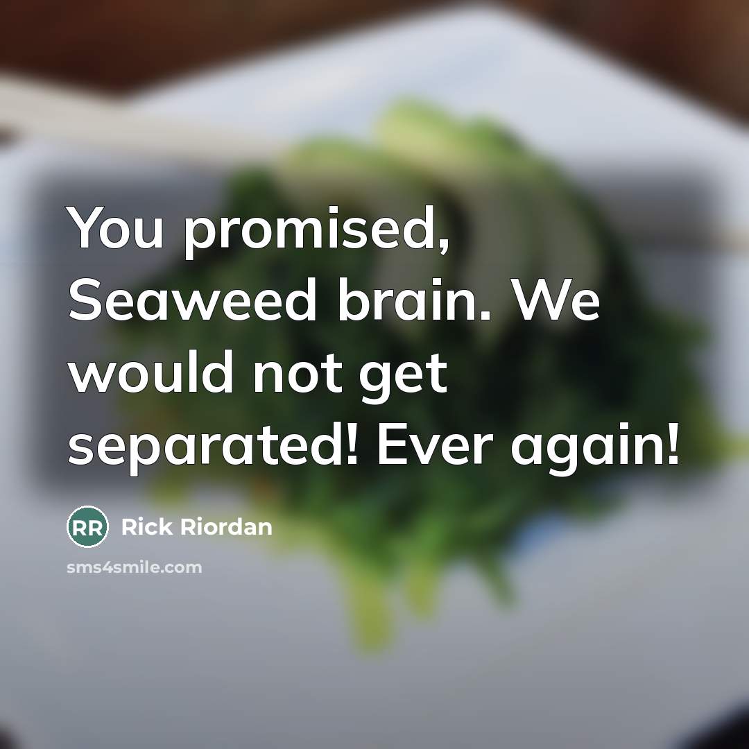 “You promised, Seaweed brain. We would not get separated! Ever…” quote by Rick Riordan