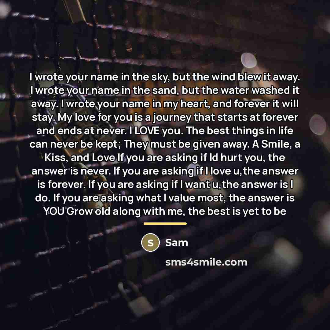 “I wrote your name in the sky, but the wind…” quote by Sam