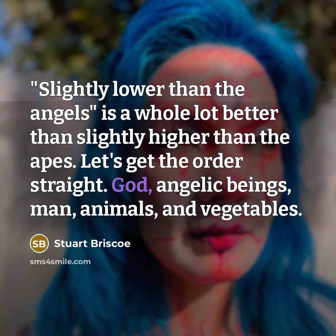 “"Slightly lower than the angels" is a whole lot better…” quote by Stuart Briscoe