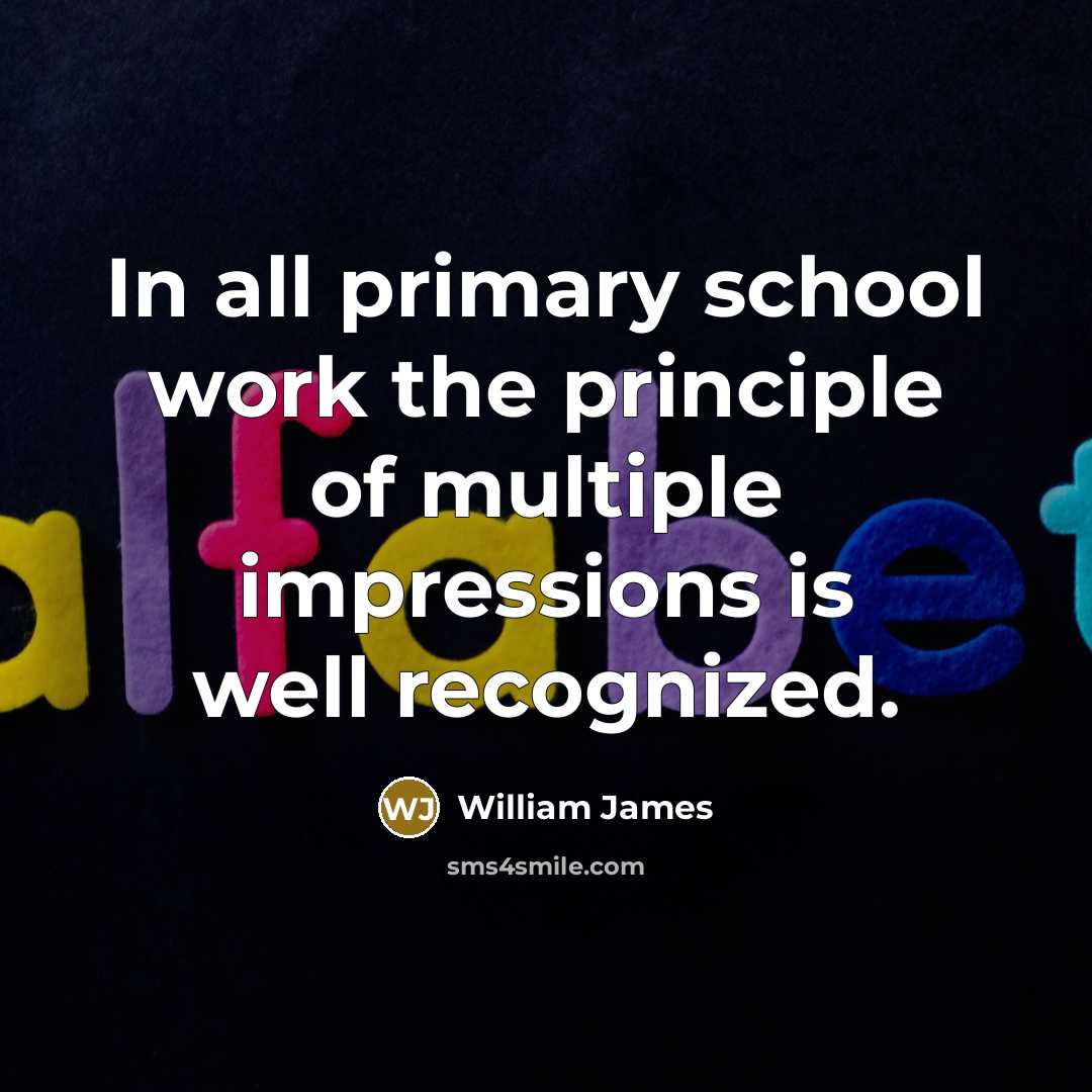 “In all primary school work the principle of multiple impressions is well recognized.” quote by William James