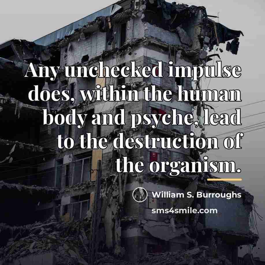 “Any unchecked impulse does, within the human body and psyche,…” quote by William S. Burroughs