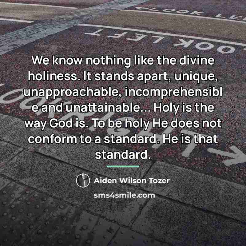 “We know nothing like the divine holiness. It stands apart,…” quote by Aiden Wilson Tozer