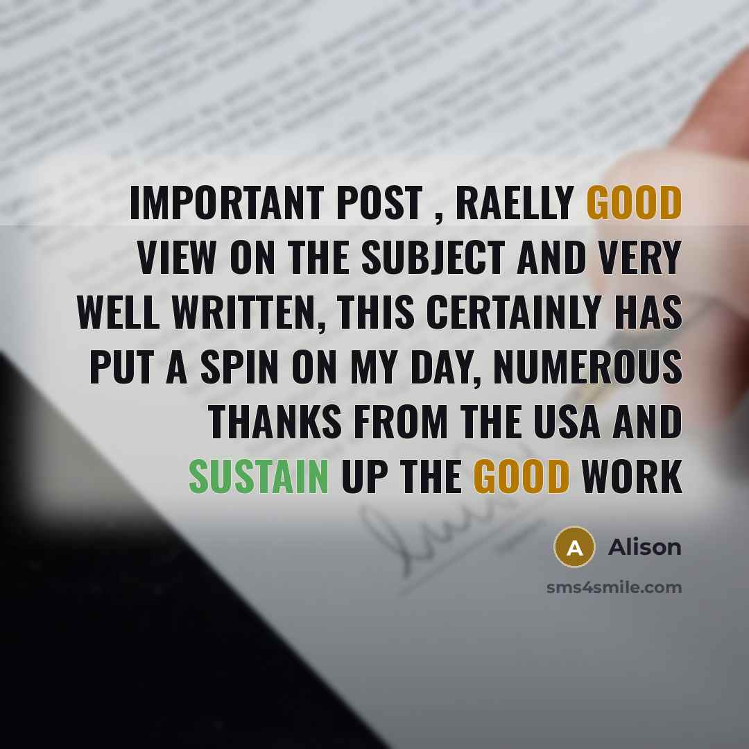 “Important post , raelly good view on the subject and…” quote by Alison