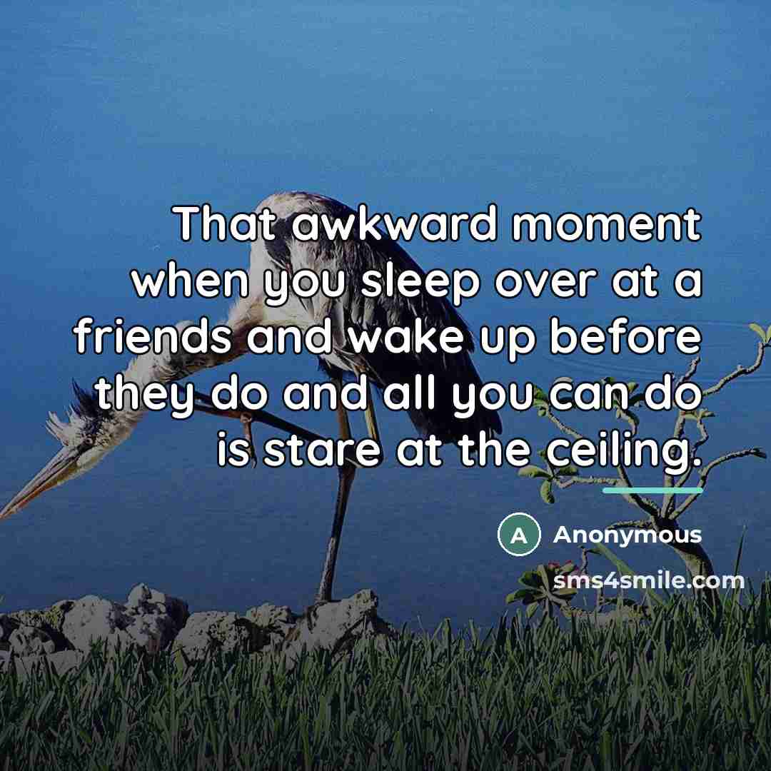 “That awkward moment when you sleep over at a friends…” quote by Anonymous
