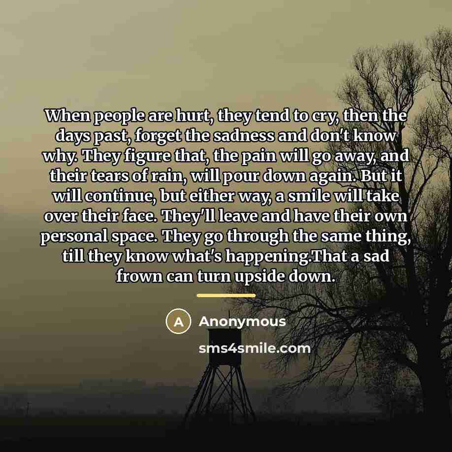 “When people are hurt, they tend to cry, then the…” quote by Anonymous