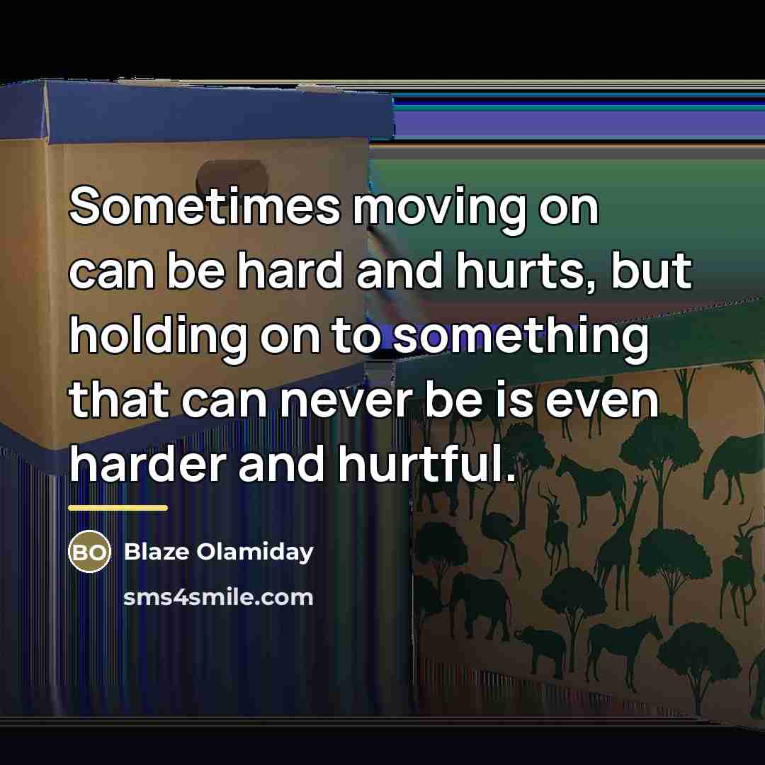 “Sometimes moving on can be hard and hurts, but holding…” quote by Blaze Olamiday