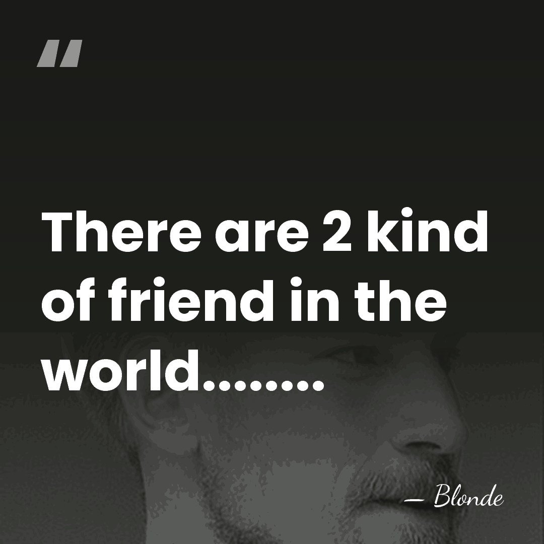 There are 2 kind of friend in the world........ - Blonde