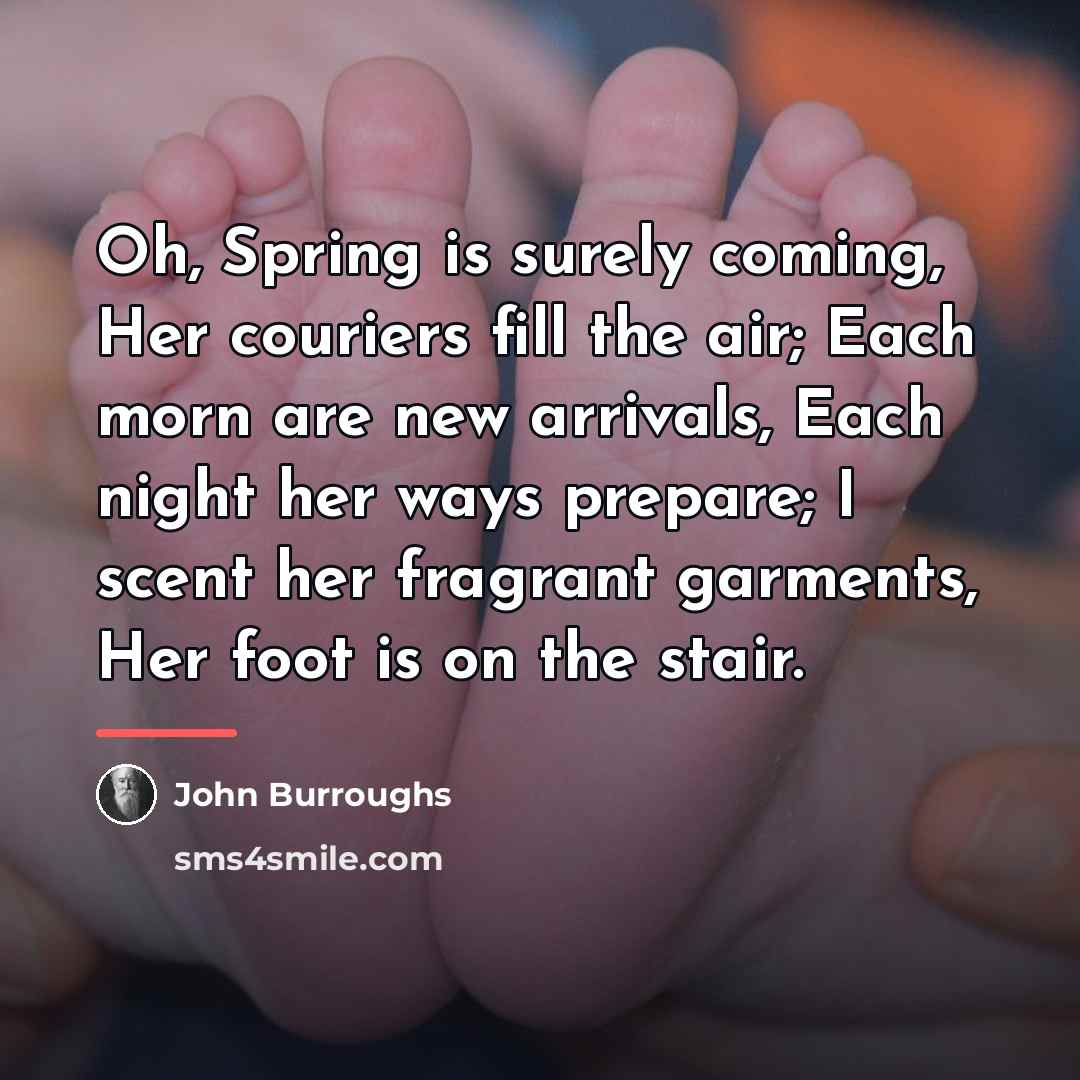 “Oh, Spring is surely coming, Her couriers fill the air;…” quote by John Burroughs