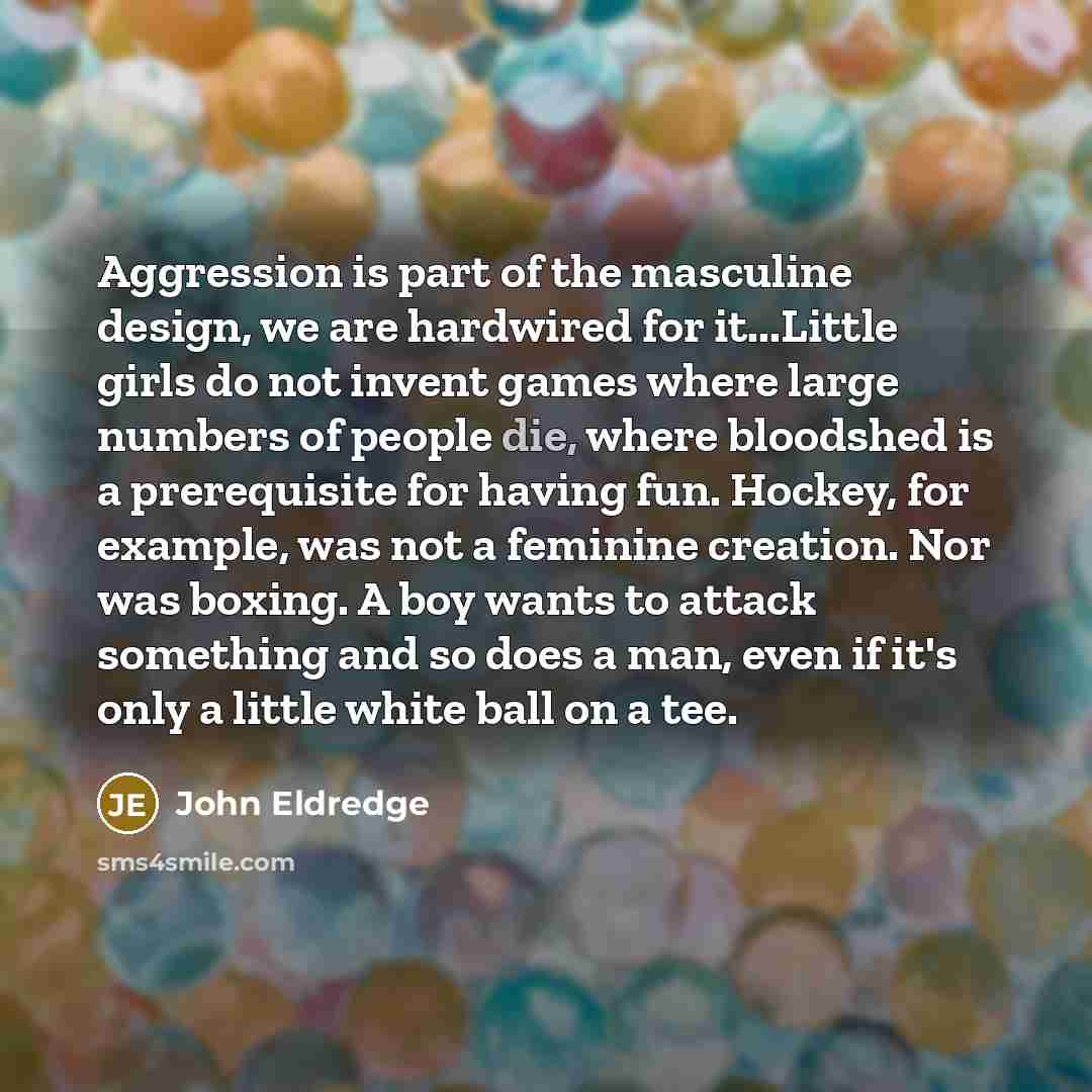 “Aggression is part of the masculine design, we are hardwired…” quote by John Eldredge