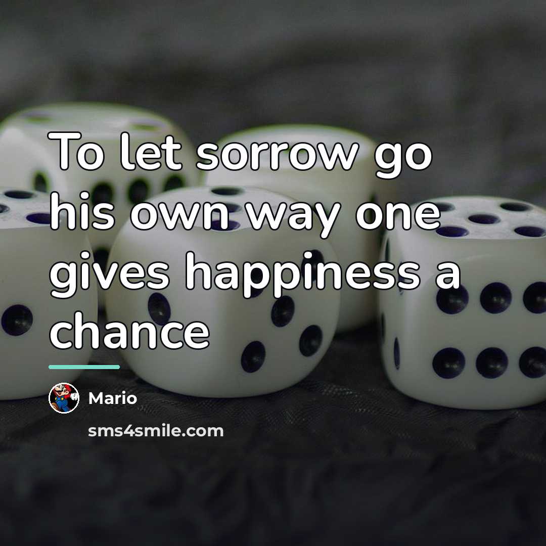 “To let sorrow go his own way one gives happiness…” quote by Mario