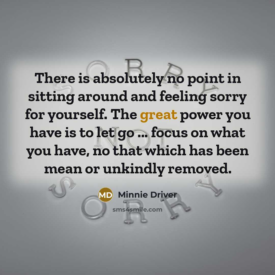 “There is absolutely no point in sitting around and feeling…” quote by Minnie Driver