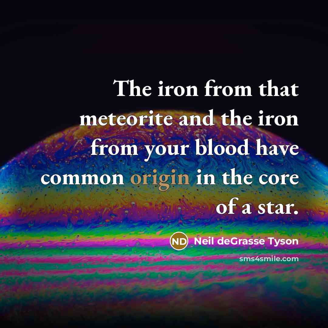 “The iron from that meteorite and the iron from your…” quote by Neil deGrasse Tyson