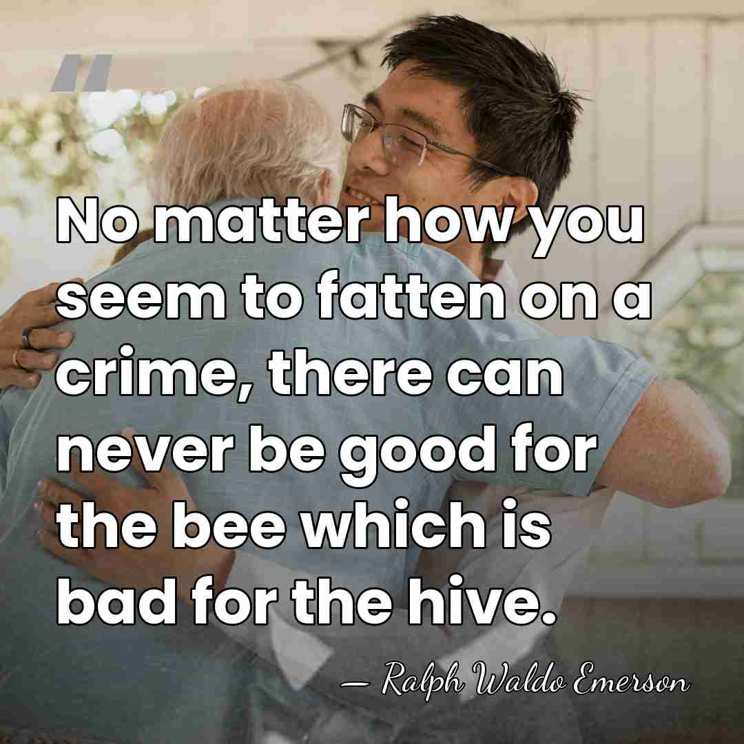No matter how you seem to fatten on a crime, there can&hellip; - Ralph Waldo Emerson