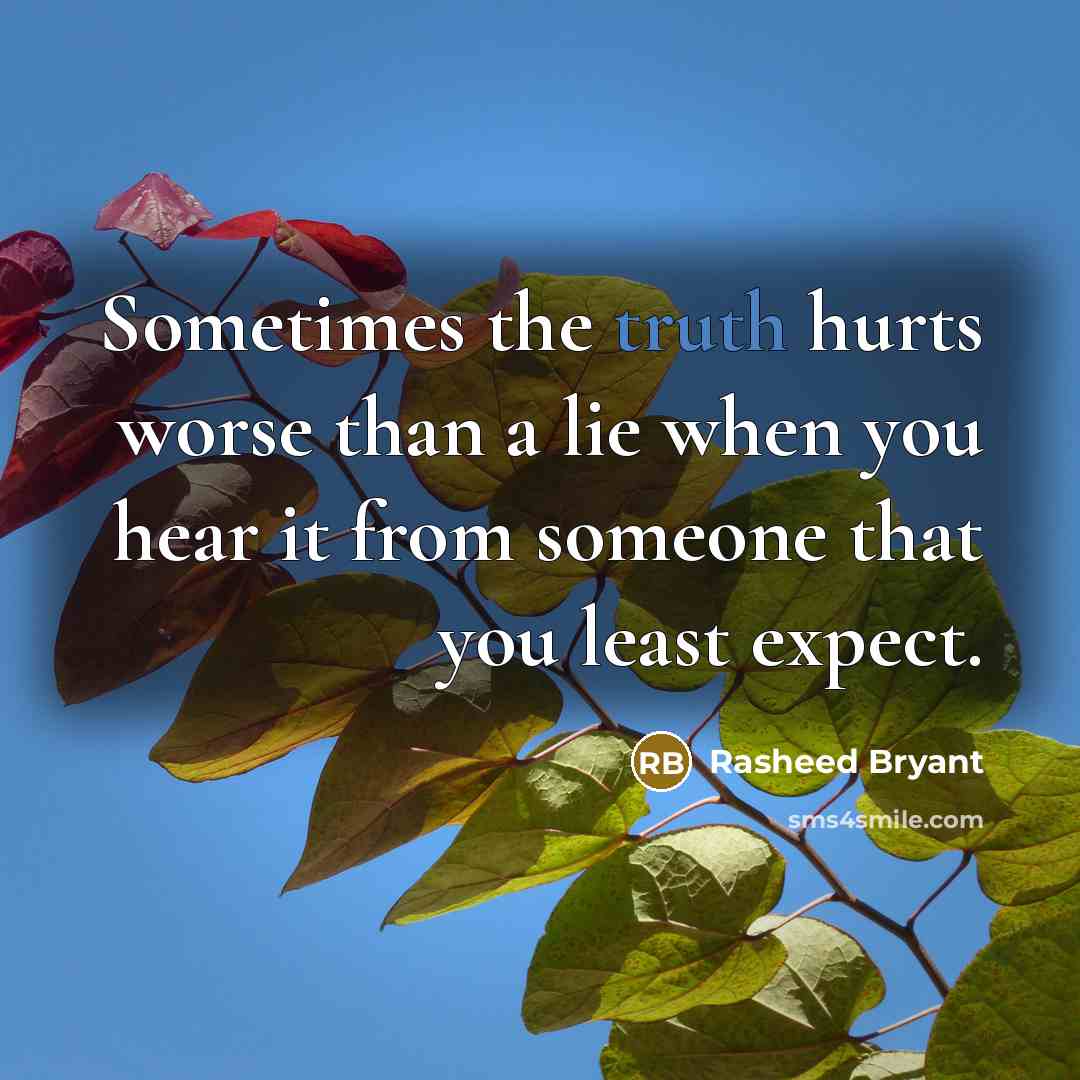 “Sometimes the truth hurts worse than a lie when you…” quote by Rasheed Bryant