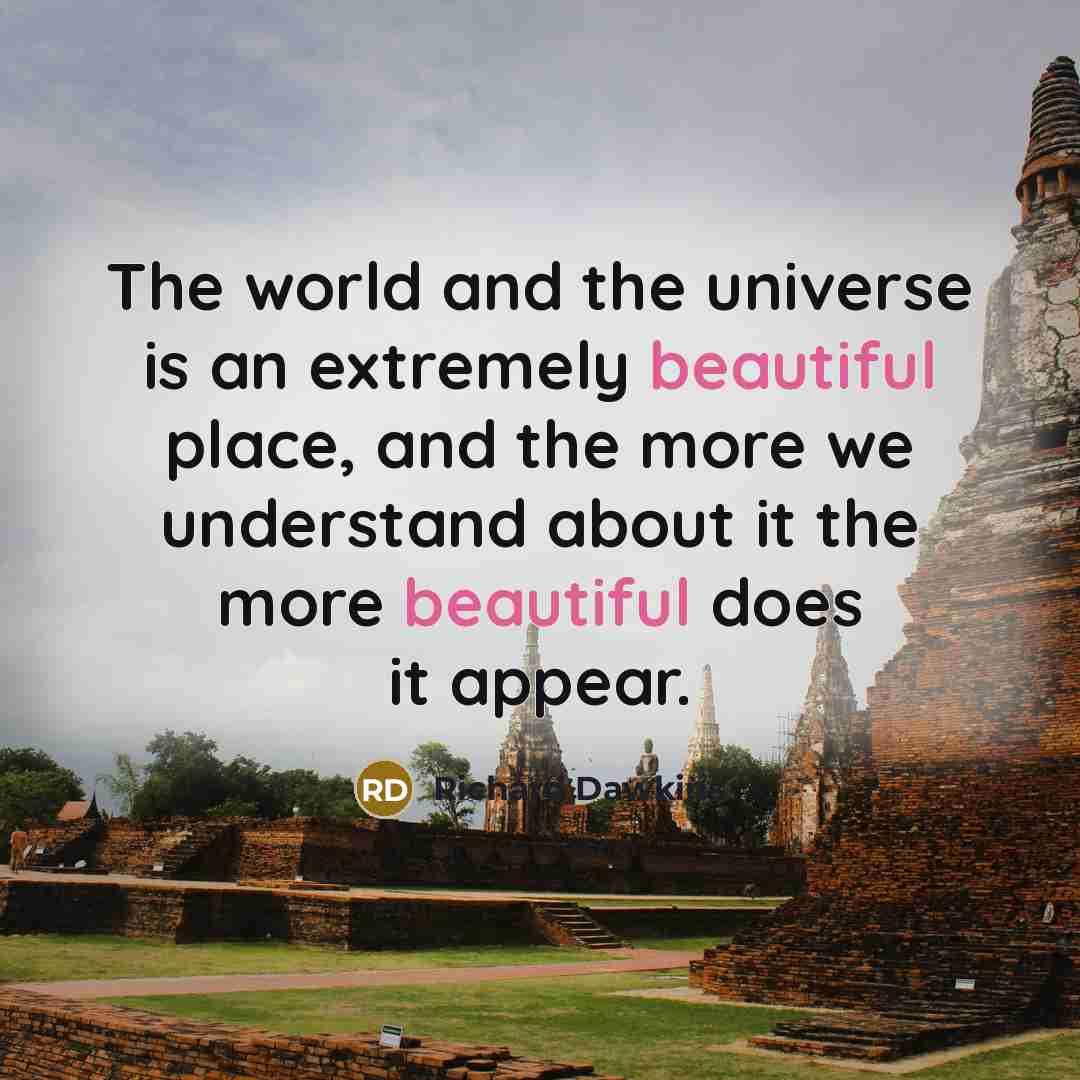 “The world and the universe is an extremely beautiful place,…” quote by Richard Dawkins