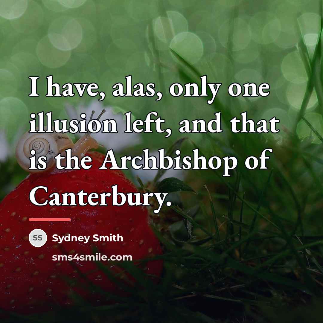 “I have, alas, only one illusion left, and that is…” quote by Sydney Smith