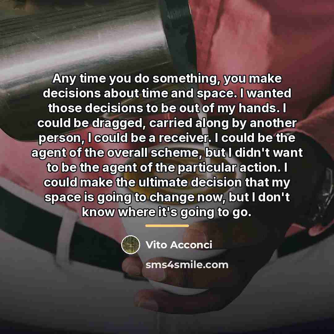 “Any time you do something, you make decisions about time…” quote by Vito Acconci