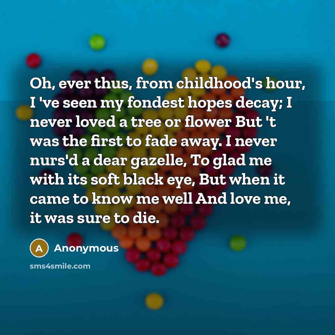 “Oh, ever thus, from childhood's hour, I 've seen my…” quote by Anonymous
