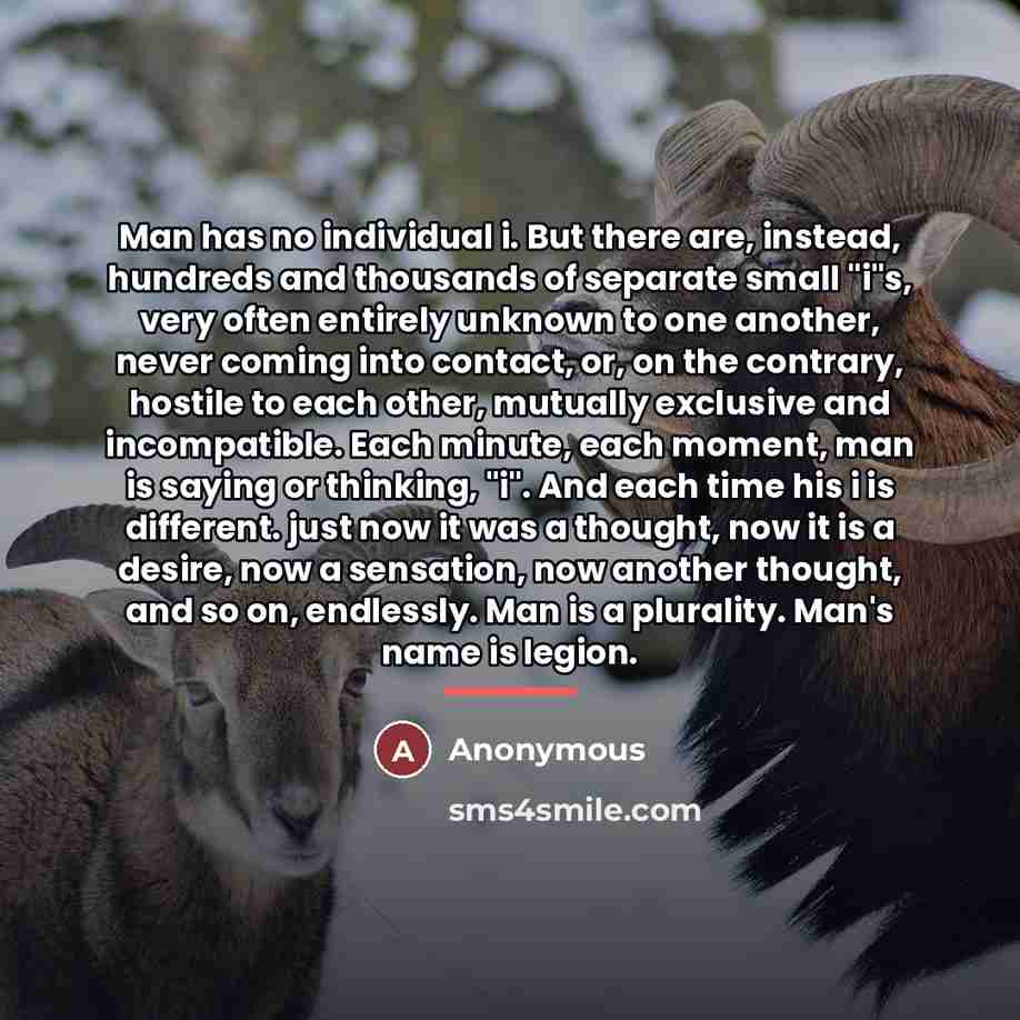 “Man has no individual i. But there are, instead, hundreds…” quote by Anonymous