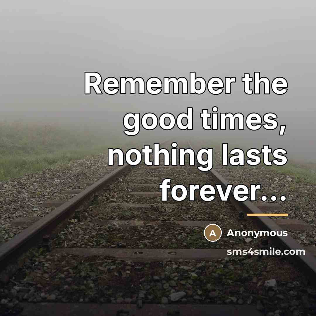 “Remember the good times, nothing lasts forever...…” quote by Anonymous