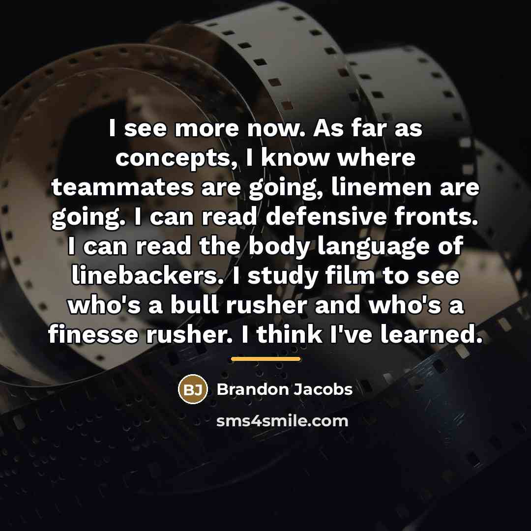 “I see more now. As far as concepts, I know…” quote by Brandon Jacobs