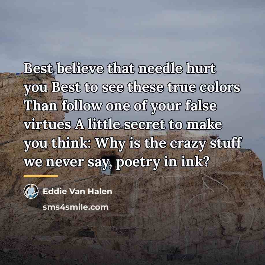 “Best believe that needle hurt you Best to see these…” quote by Eddie Van Halen