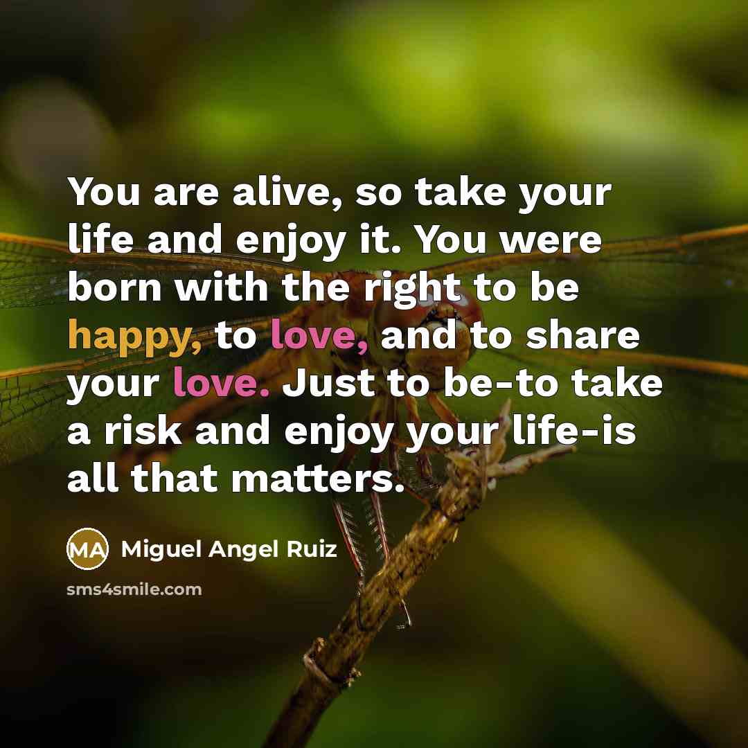 “You are alive, so take your life and enjoy it.…” quote by Miguel Angel Ruiz