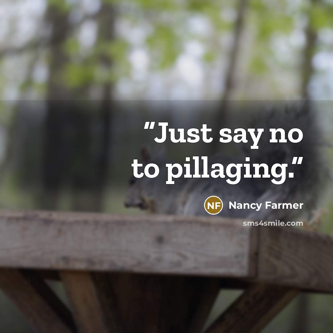 “Just say no to pillaging.” quote by Nancy Farmer