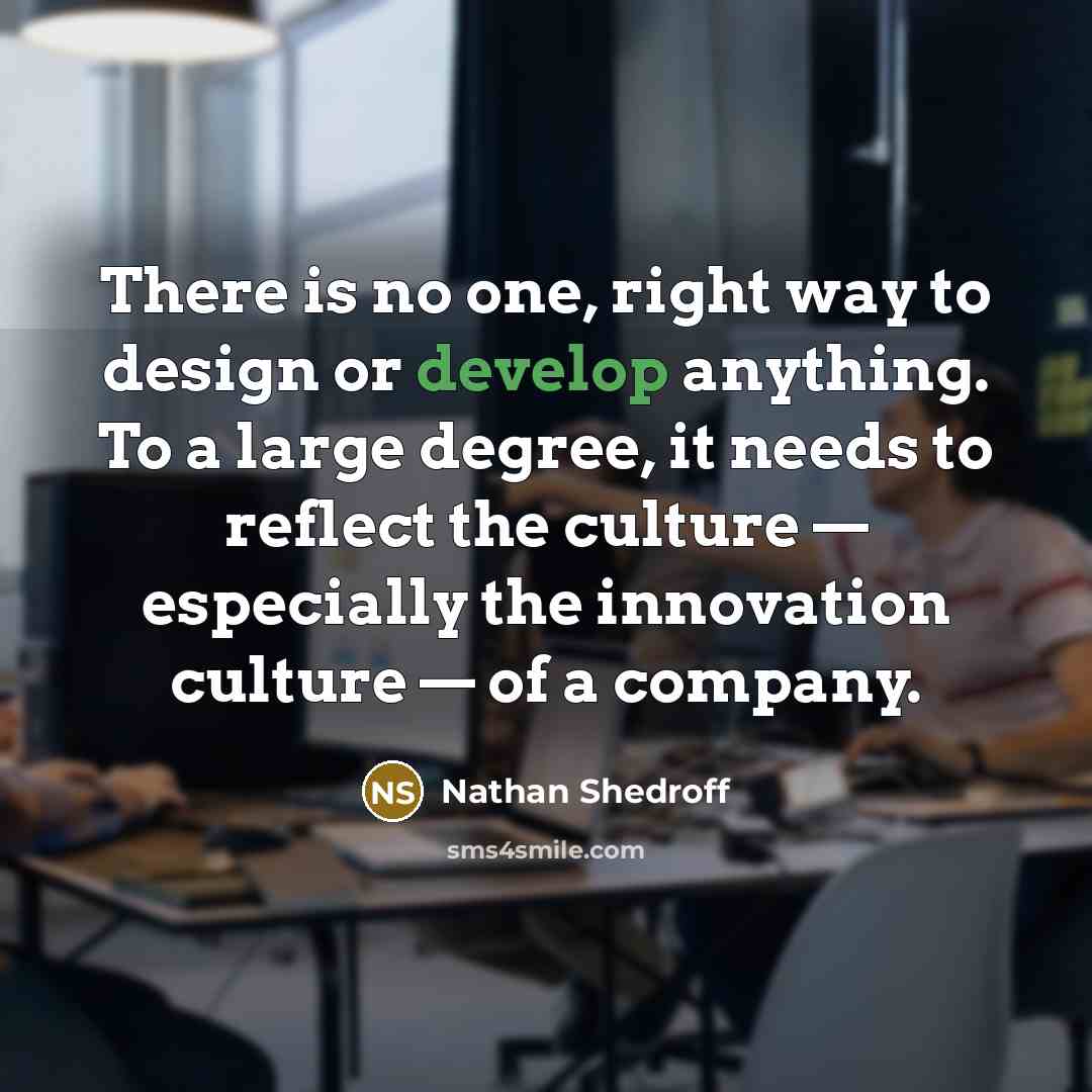 “There is no one, right way to design or develop…” quote by Nathan Shedroff