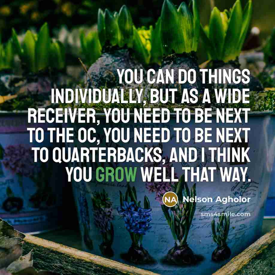 “You can do things individually, but as a wide receiver,…” quote by Nelson Agholor