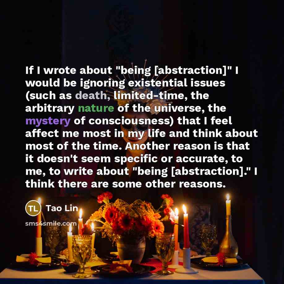 “If I wrote about "being [abstraction]" I would be ignoring…” quote by Tao Lin