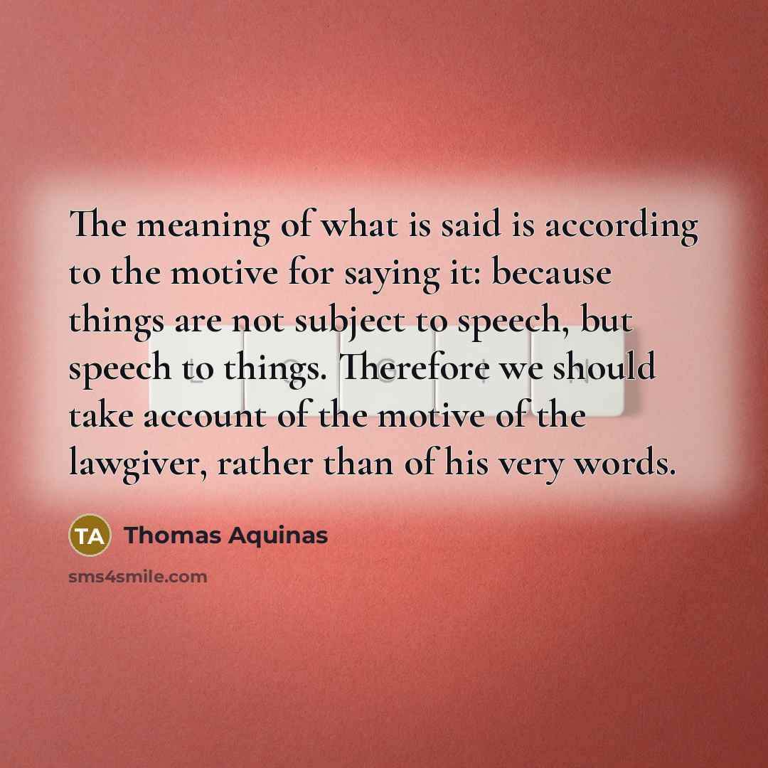 “The meaning of what is said is according to the…” quote by Thomas Aquinas