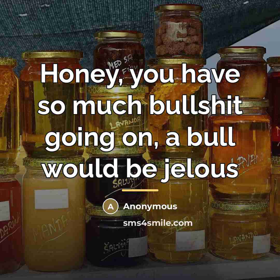 “Honey, you have so much bullshit going on, a bull…” quote by Anonymous