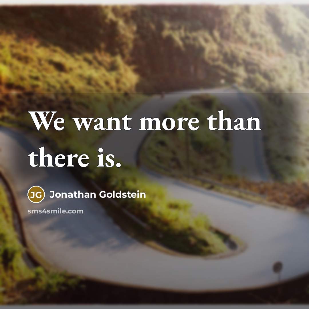 “We want more than there is.…” quote by Jonathan Goldstein