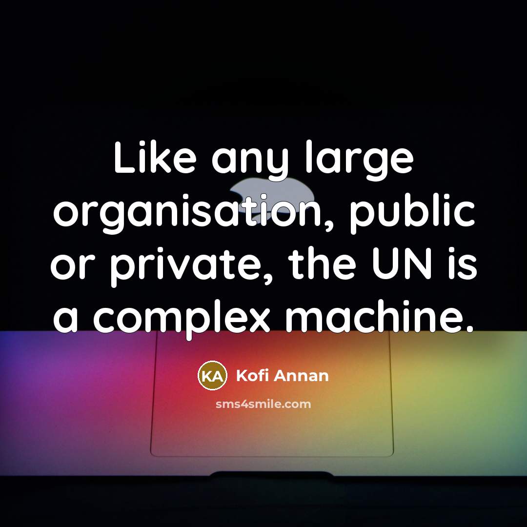 “Like any large organisation, public or private, the UN is…” quote by Kofi Annan