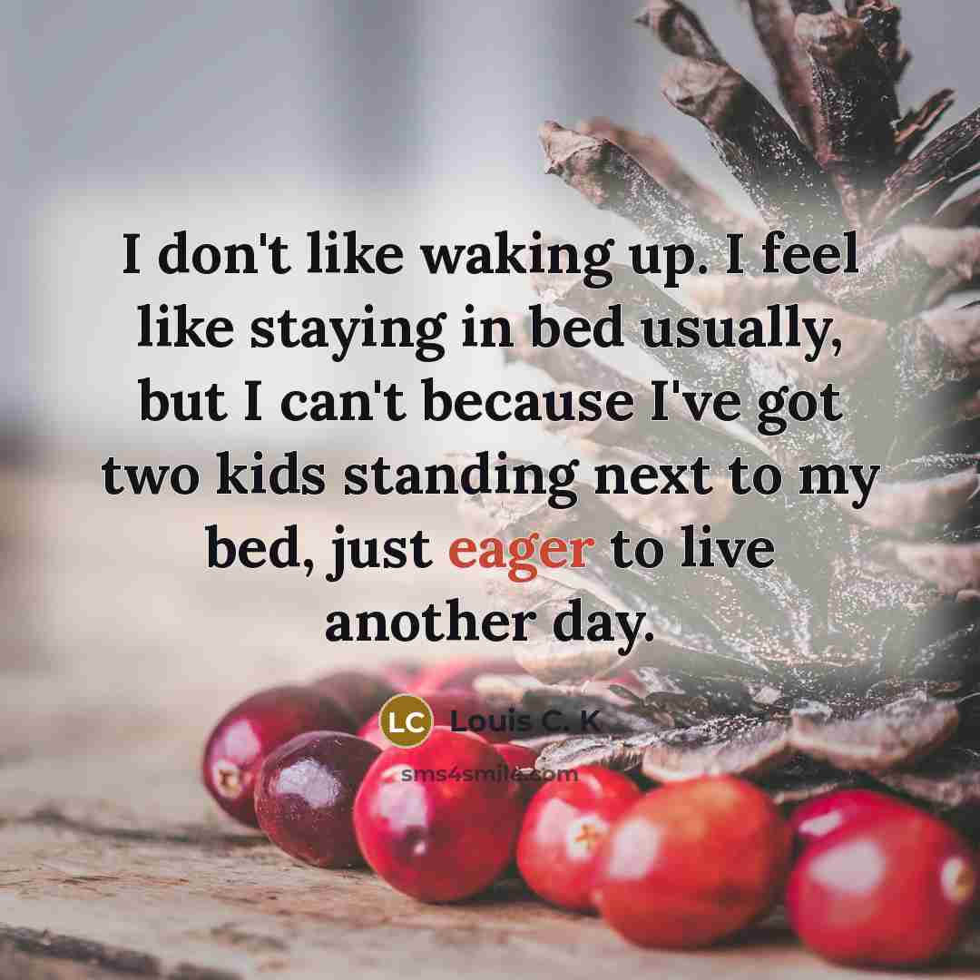 “I don't like waking up. I feel like staying in…” quote by Louis C. K
